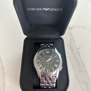 Silver and Black Emporio Armani Mens Watch